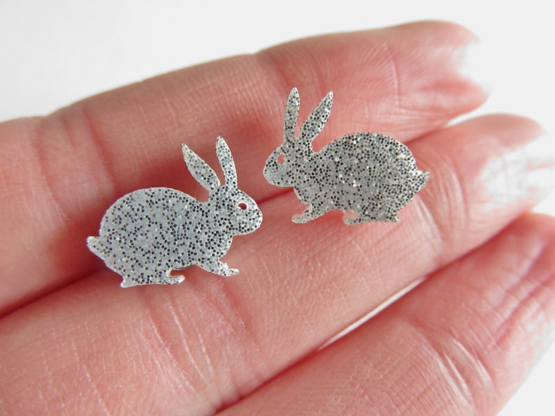 Silver bunny stud earrings.