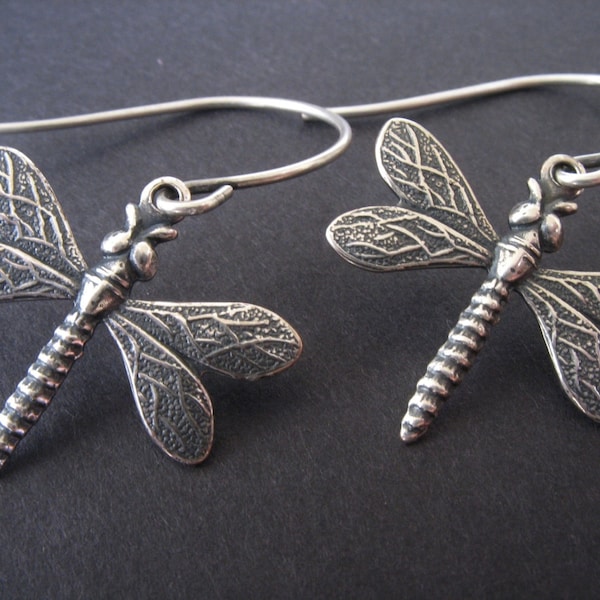 Silver Dragonfly Earrings You Choose Ear Wires - Sterling Silver, Lever Back, Hypoallergenic For Sensitive Ears, Bohemian Insect Jewelry