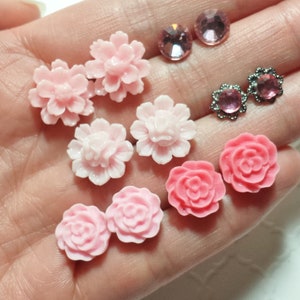 2 Pack Of Stud Earrings Your Choice Of Studs On Hypoallergenic Posts, Flower Studs, Laser Stud Earrings, Kawaii Jewelry, Celestial Jewelry image 3