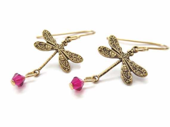 Dragonfly Earrings - Ruby Dragonfly Earrings - Ruby