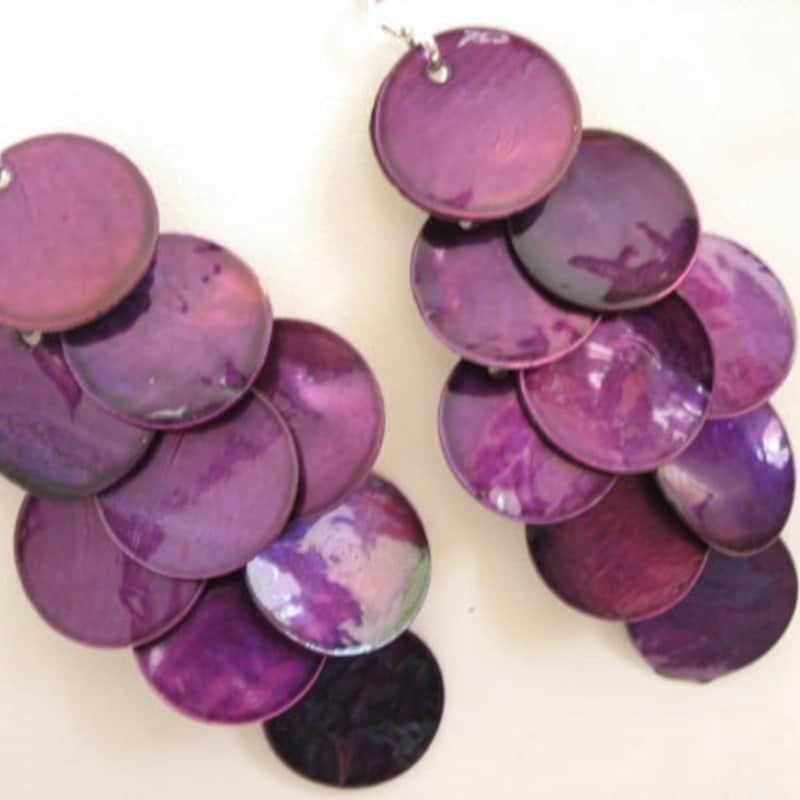 Purple Shell Earrings Etsy