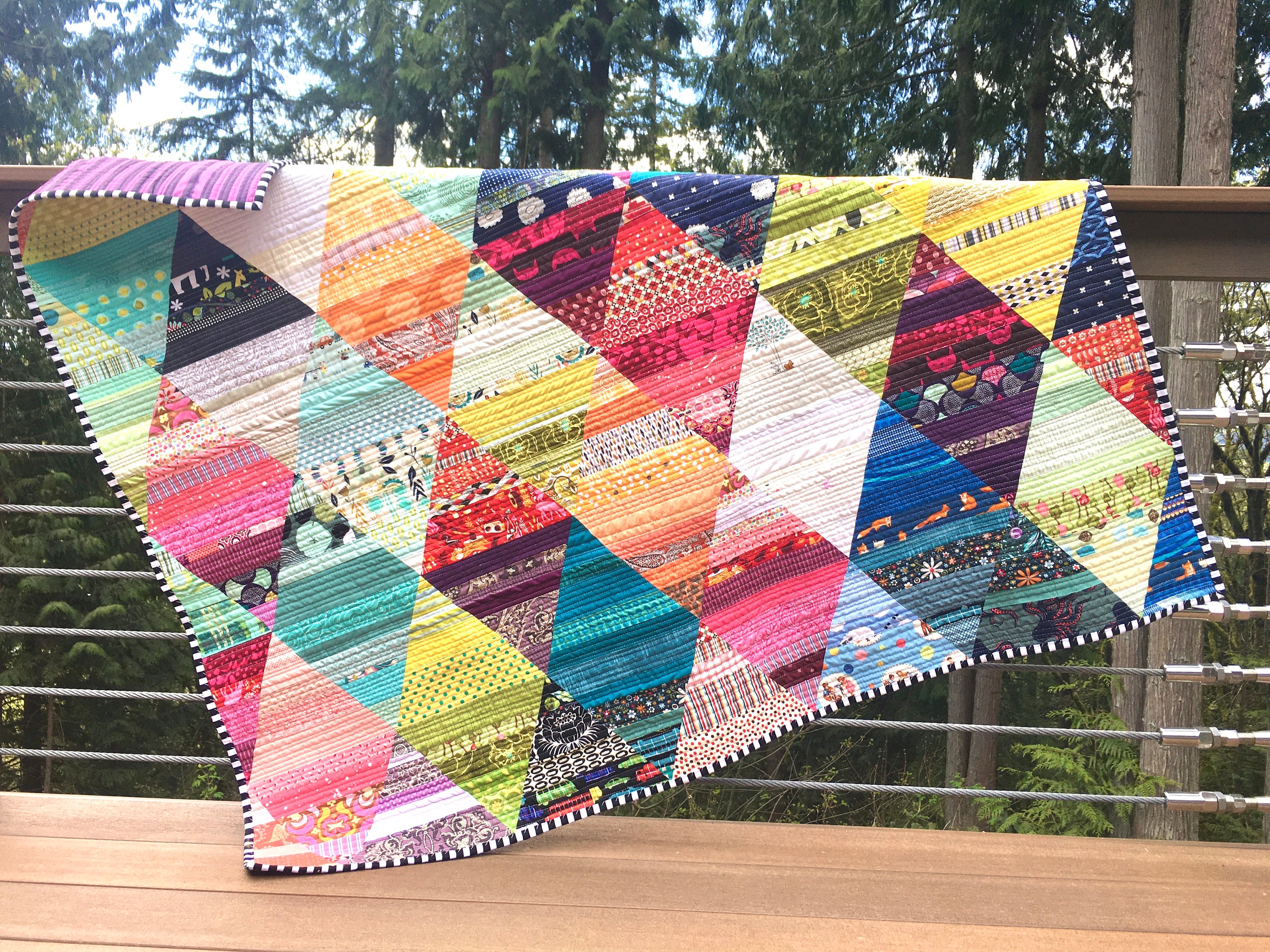 Ready to Ship Heirloom Handmade Rainbow Quilt Cozy Blanket or Modern Art -Awesome Anniversary Graduation Gift Functional Art killerbeequilts