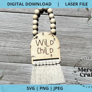 Wild Child Mountain Macrame Door Hanger Glowforge Laser SVG Digital File