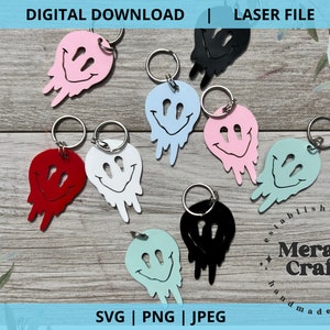 Tropfendes Smiley-Gesicht Keychain Glowforge Laser SVG digitale Datei