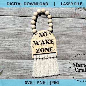 No Wake Zone Surf Nursery Door Hanger Glowforge Laser SVG File