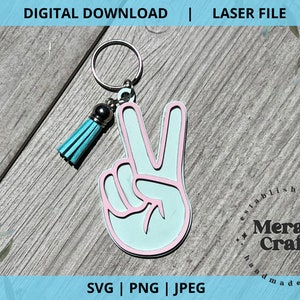 Portachiavi con segno di pace File SVG Glowforge Laser