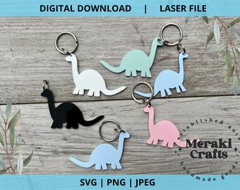 Long Neck Dinosaur Keychain Glowforge Laser SVG Digital File