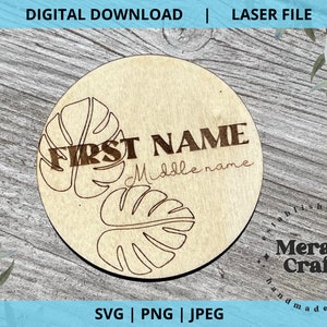 Banana Palm Leaf Nursery Name Sign Glowforge Laser SVG Digital File
