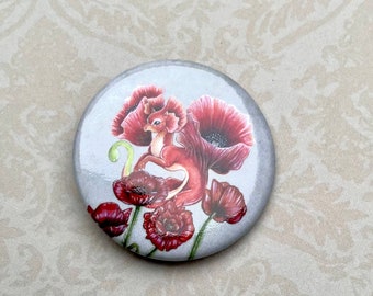 Badge dragon fée coquelicot