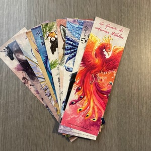 Lot de 10 marque-pages (chat, licorne, dragon, loup-garou, phénix)