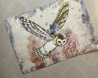 Postcard fairy and owl