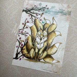 Carte postale kitsune roux