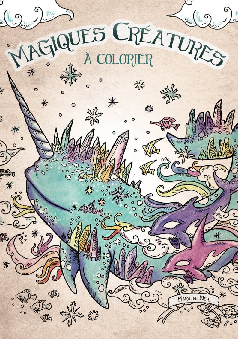 digital coloring book Magical creatures to color image 1