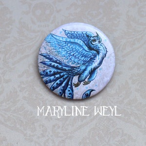 badge pin ice phoenix owl owl image 1