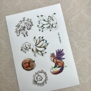fox stickers, kitsune