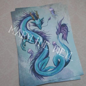 Postcard Dragon Chinese blue card