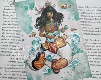 Hawaiian mermaid postcard