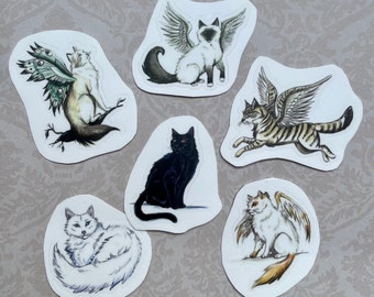 Set of 6 Cat stickers