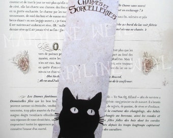 Black cat bookmark "cats, charms and witchcraft"