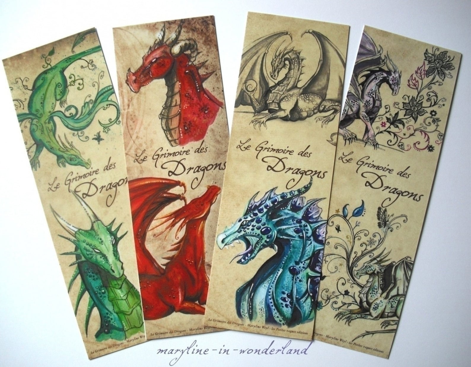 Marquepages le grimoire des dragons Etsy