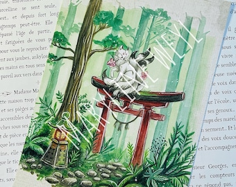 Kitsune Postkarte - Japanische Spirituosen