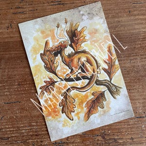 Carte postale dragon fée automne
