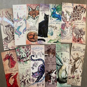 Lot de 35 marque-pages chat, licorne, dragon, loup-garou image 3