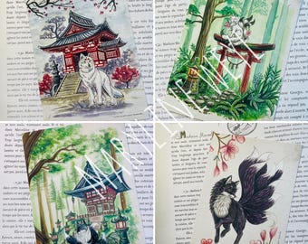 Postkarte "Das Zauberbuch der japanischen Geister" 4er-Set