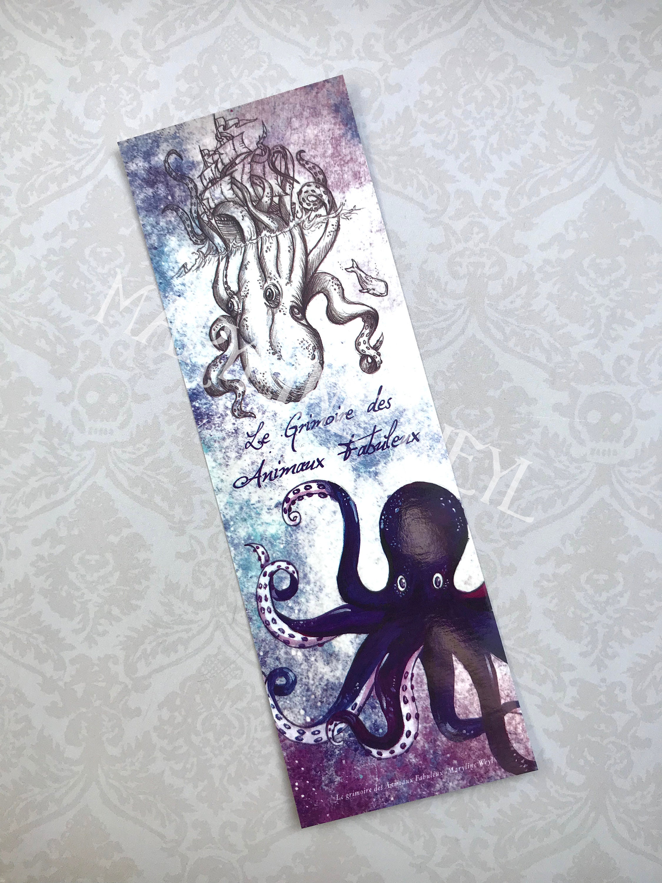 Kraken octopus bookmark