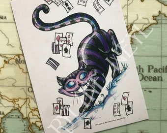 carte postale le chat "Alice au pays des merveilles"