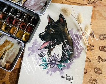 Akita Inu watercolor dog portrait