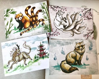 postcard "the grimoire of Japanese creatures" batch of 4