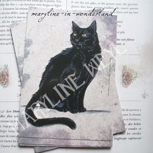 x1 Carte Postale chat noir acrylique