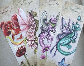 Lot 4 marques pages dragons fées