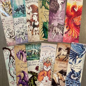 Lot de 35 marque-pages chat, licorne, dragon, loup-garou image 2