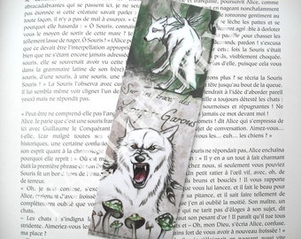 marque-page loup loup-garou blanc et vert