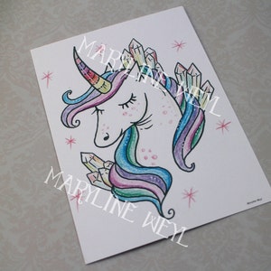 Carte Postale Licorne arc en ciel