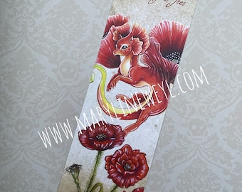 Marque page dragon coquelicot