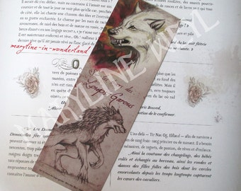 marque-page loup rouge "sur les traces des loups-garous"