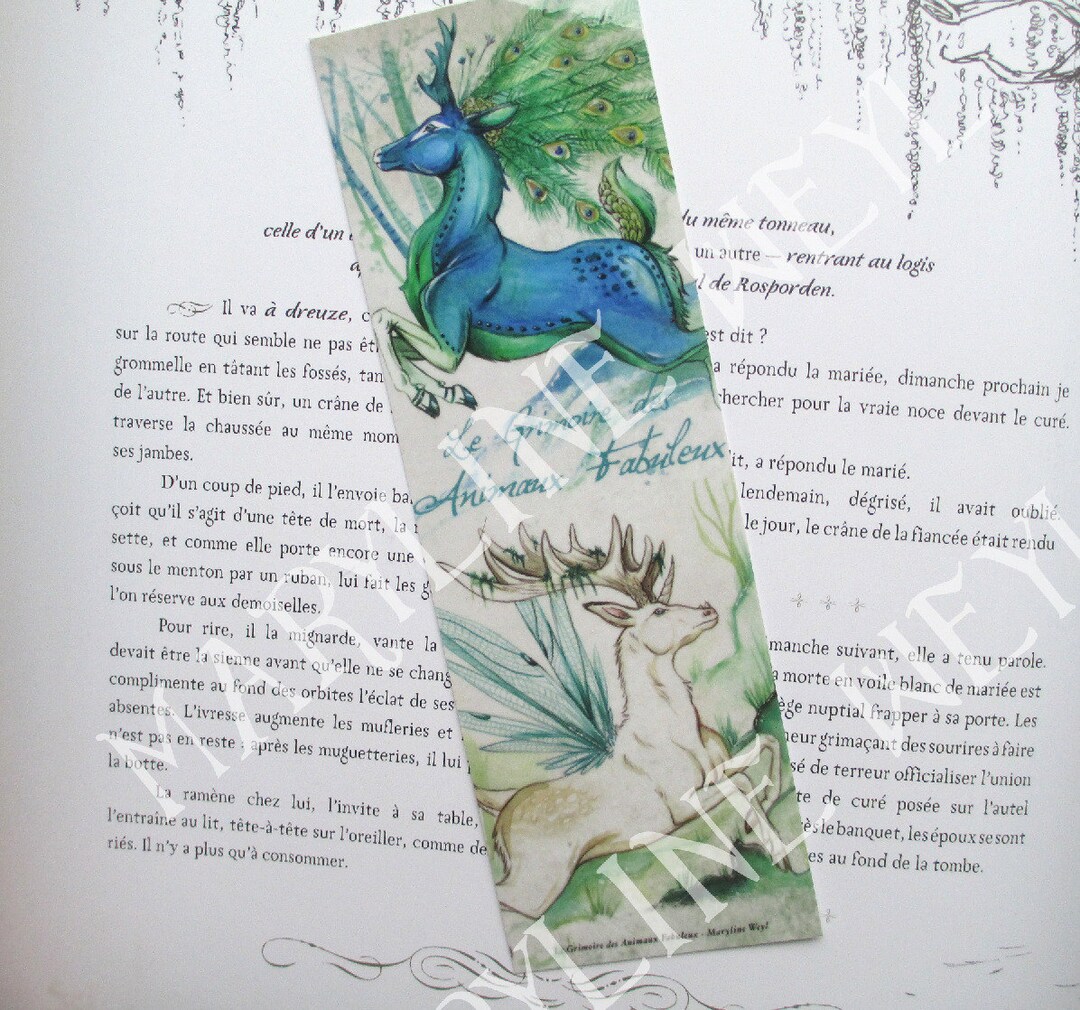 Bookmark DOE and Stag Peacock Etsy