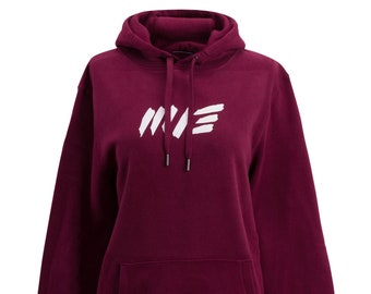 M13 Boyfriend Hoodie-Damen/Frauen Kapuzenpullover, Pullover mit Rundhalskragen/Rundhalsausschnitt, Nackenband, Kordelende aus Metall (Vino)