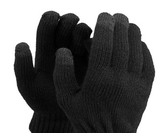 Manufaktur13 Smart Gloves - Smartphone Handschuhe, Vollfingerhandschuhe Handy tauglich, Unisex Strickhandschuhe mit Thinsulate Futter(Black)