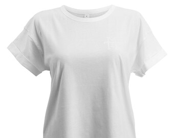 Manufaktur13 Boyfriend T-Shirt - Women's/Women's Shirt, Crew Neck, 100% Cotton, Short Sleeve, Stitched Sleeves, Organic Cotton (White)