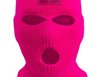 Manufaktur13 Balaclava - 3-Loch Sturmmaske, Skimaske, elastisch/dehnbar, gestrickt, geeignet für Motorrad, Fahrrad, Ski (Pinky)