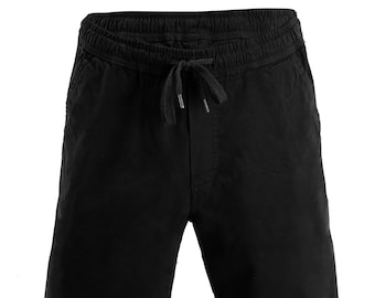 Manufaktur13 Chino Shorts - Shorts made of stretchy stretch twill, Bermuda/chino pants with drawstring (black)