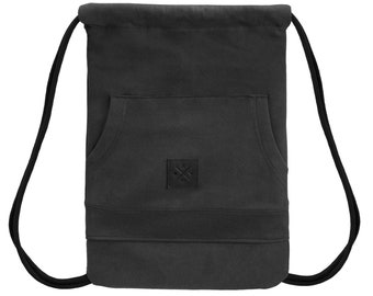 M13 Hoodie Sports Bag - Gym Bag mit Pullover Bauchtasche, Turnbeutel, Sportbeutel, Rucksack Beutel mit Reißverschlussfach (Black Out)