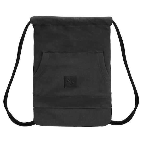 M13 Hoodie Sports Bag - Gym Bag mit Pullover Bauchtasche, Turnbeutel, Sportbeutel, Rucksack Beutel mit Reißverschlussfach (Black Out)