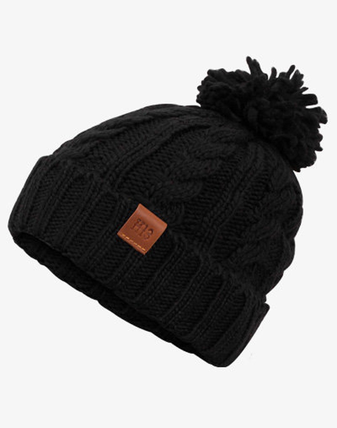 Black Cappello Donna Invernale Lavorato A Maglia Berretto Con Soffice Doppia Pelliccia Bobble Pom Sci~p154509941