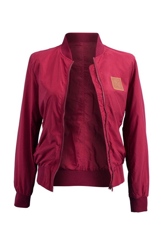 Women Bomber - Leichte Damen/Frauen Bomberjacke, Übergangsjacke mit Waffle Stretch Seiteneinsätzen, Bikerjacke, Pilotenjacke (Vino)