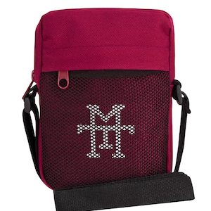 Pocket Pusher Bag - Umhängetasche, Brusttasche klein mit Sichtfenster, Crossbody Reisebeutel mit verstellbaren Gurt (Vino)